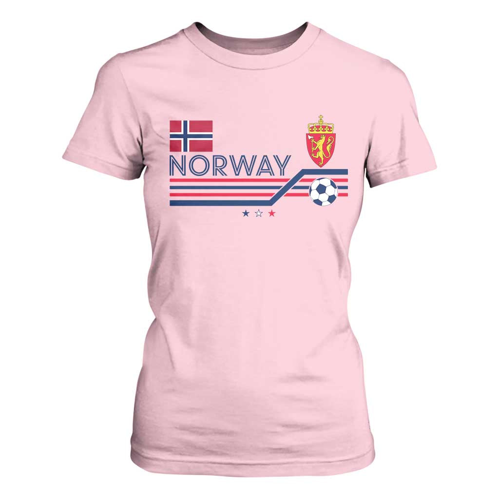 Classic Norway Football Emblem Graphic T Shirt For Women Retro Norwegian Flag Coat of Arms Norge Soccer Fans TS02 Light Pink Print Your Wear