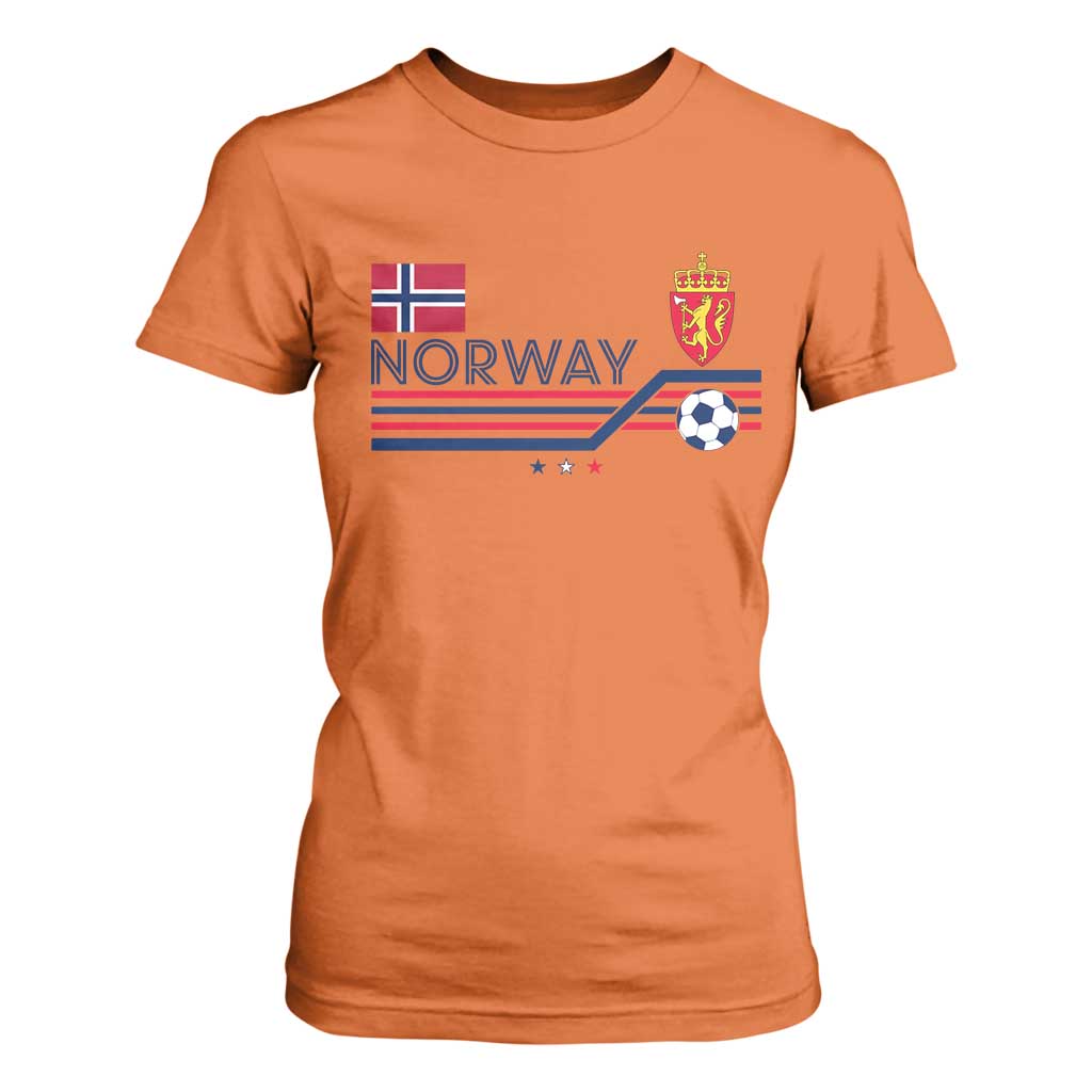 Classic Norway Football Emblem Graphic T Shirt For Women Retro Norwegian Flag Coat of Arms Norge Soccer Fans TS02 Orange Print Your Wear