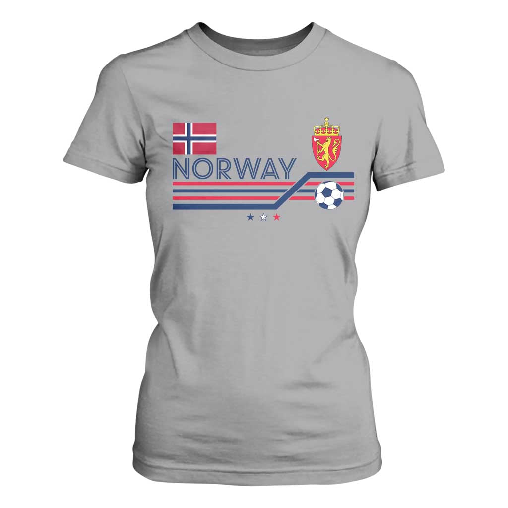 Classic Norway Football Emblem Graphic T Shirt For Women Retro Norwegian Flag Coat of Arms Norge Soccer Fans TS02 Sport Gray Print Your Wear