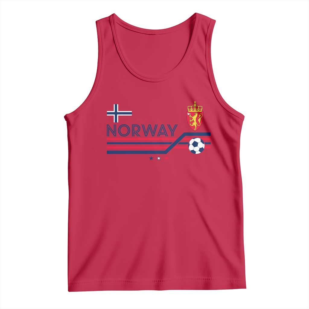 Classic Norway Football Emblem Graphic Tank Top Retro Norwegian Flag Coat of Arms Norge Soccer Fans TS02 Red Print Your Wear