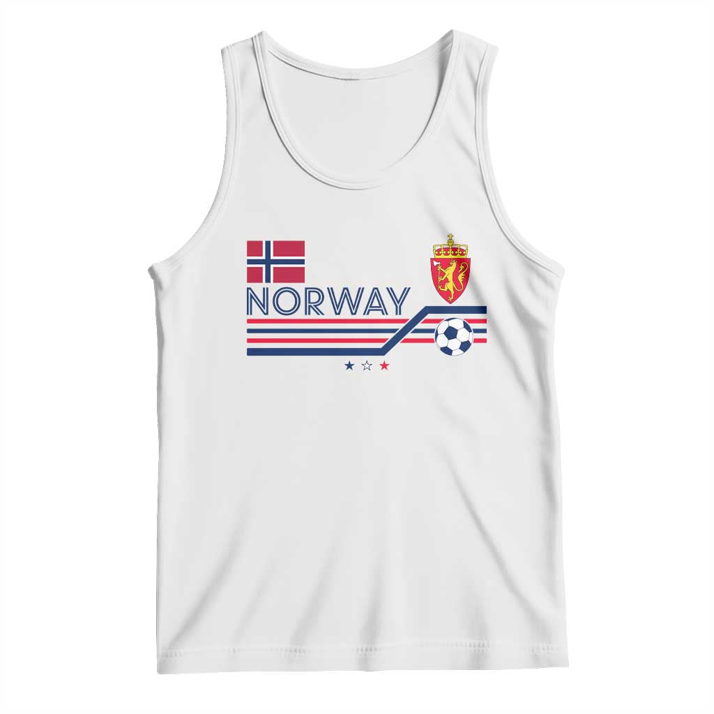 Classic Norway Football Emblem Graphic Tank Top Retro Norwegian Flag Coat of Arms Norge Soccer Fans TS02 White Print Your Wear