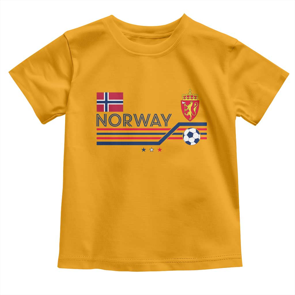 Classic Norway Football Emblem Graphic Toddler T Shirt Retro Norwegian Flag Coat of Arms Norge Soccer Fans TS02 Gold Print Your Wear