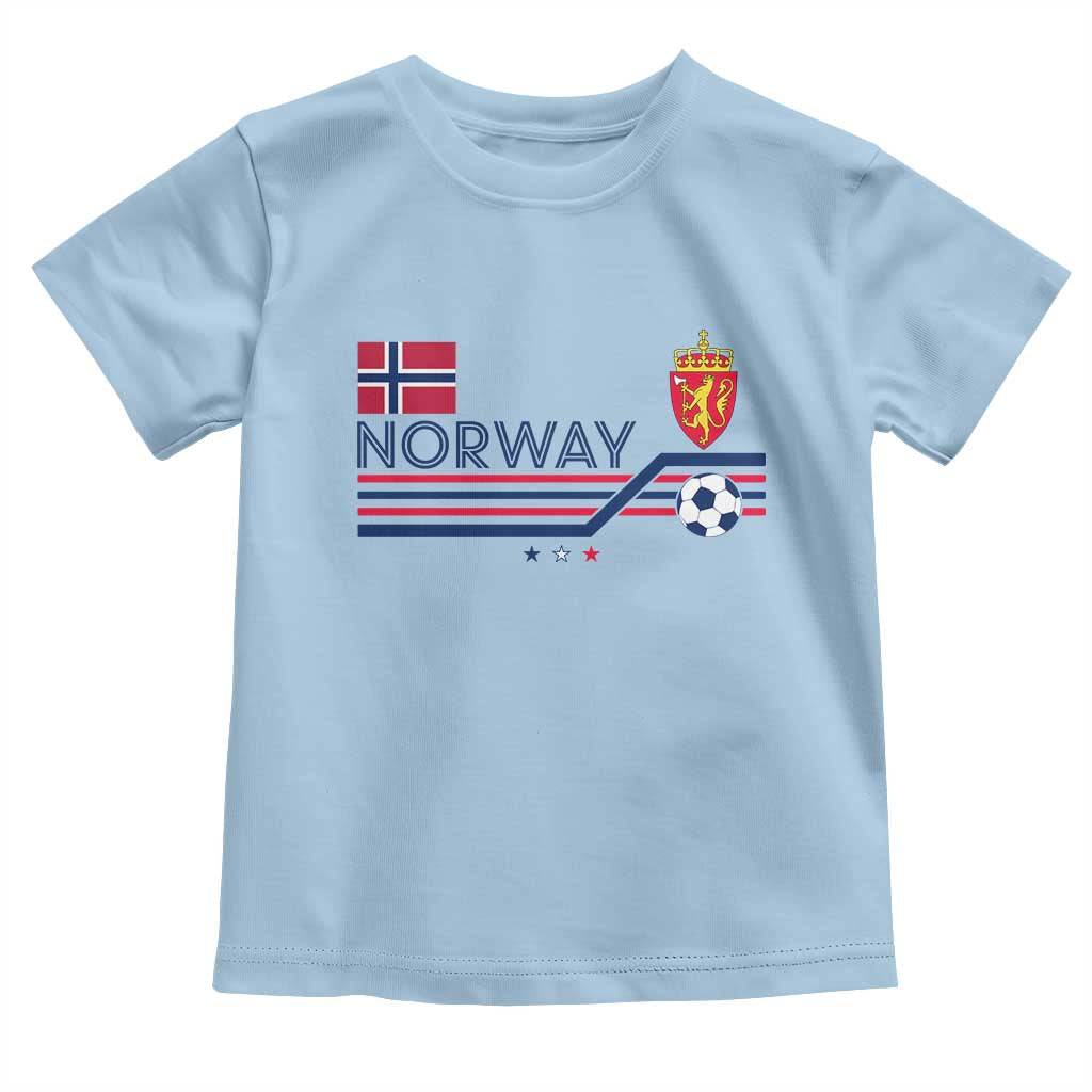 Classic Norway Football Emblem Graphic Toddler T Shirt Retro Norwegian Flag Coat of Arms Norge Soccer Fans TS02 Light Blue Print Your Wear