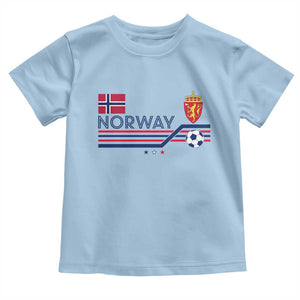 Classic Norway Football Emblem Graphic Toddler T Shirt Retro Norwegian Flag Coat of Arms Norge Soccer Fans TS02 Light Blue Print Your Wear