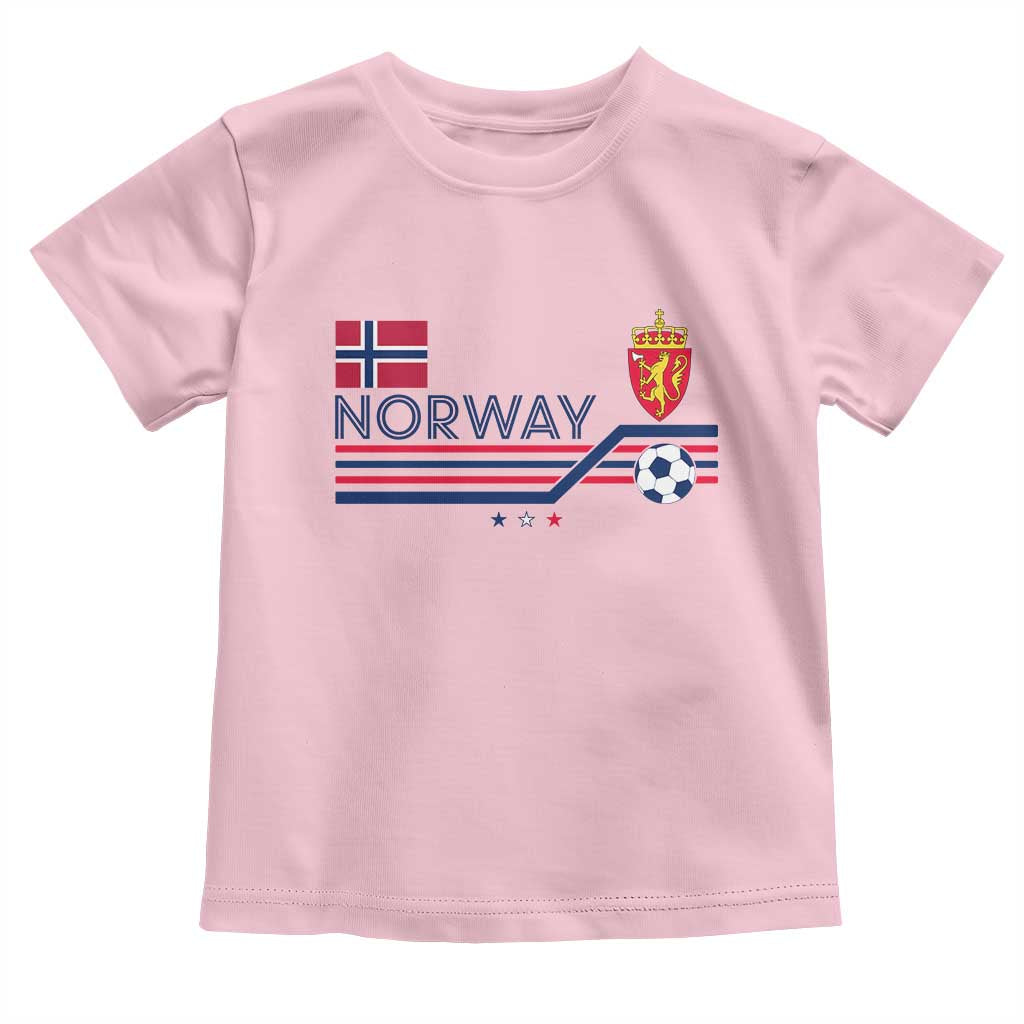 Classic Norway Football Emblem Graphic Toddler T Shirt Retro Norwegian Flag Coat of Arms Norge Soccer Fans TS02 Light Pink Print Your Wear