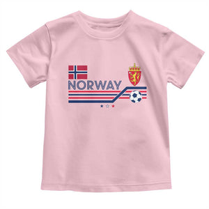 Classic Norway Football Emblem Graphic Toddler T Shirt Retro Norwegian Flag Coat of Arms Norge Soccer Fans TS02 Light Pink Print Your Wear