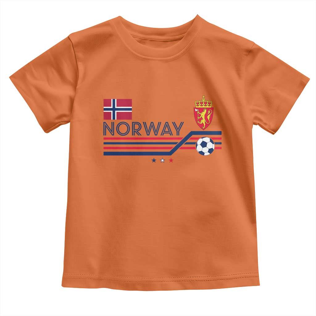 Classic Norway Football Emblem Graphic Toddler T Shirt Retro Norwegian Flag Coat of Arms Norge Soccer Fans TS02 Orange Print Your Wear
