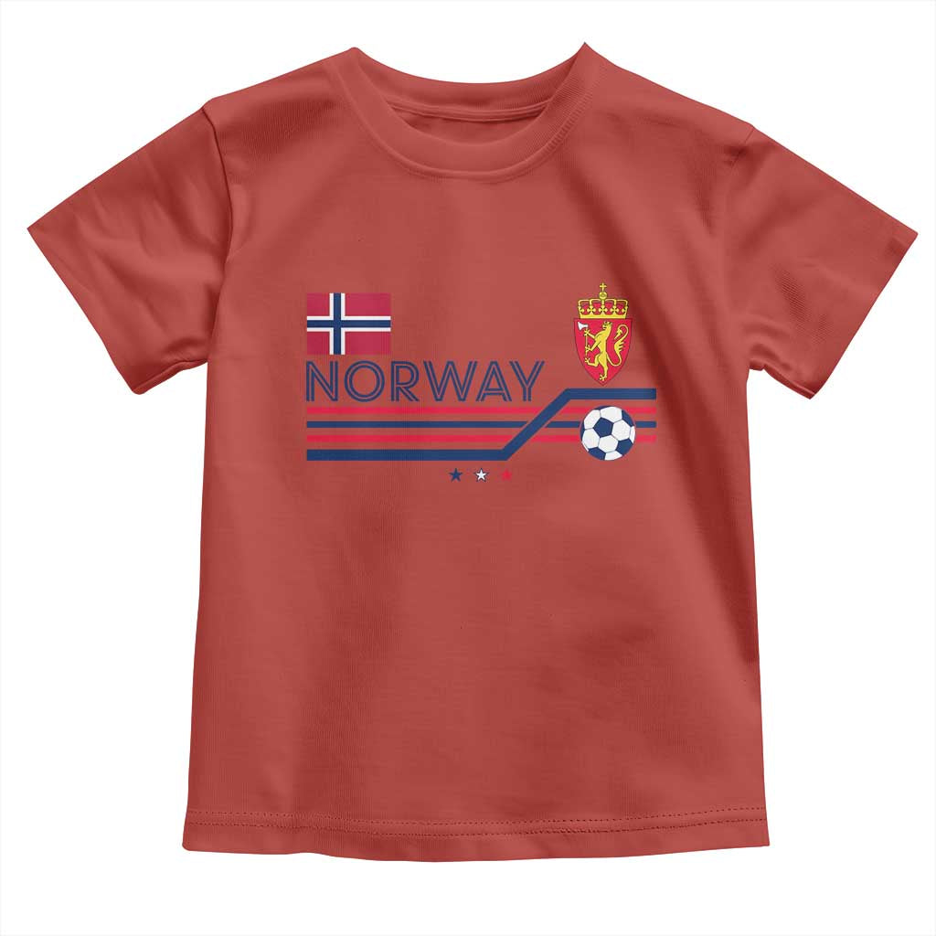 Classic Norway Football Emblem Graphic Toddler T Shirt Retro Norwegian Flag Coat of Arms Norge Soccer Fans TS02 Red Print Your Wear