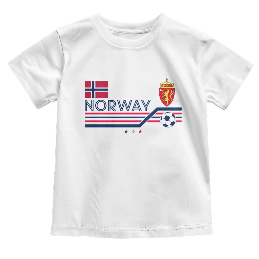 Classic Norway Football Emblem Graphic Toddler T Shirt Retro Norwegian Flag Coat of Arms Norge Soccer Fans TS02 White Print Your Wear