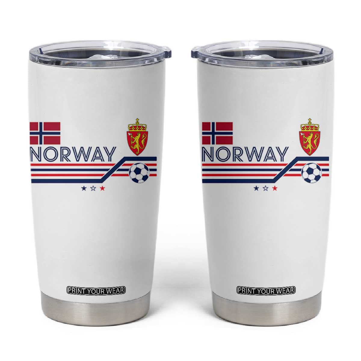 Classic Norway Football Emblem Graphic Tumbler Cup Retro Norwegian Flag Coat of Arms Norge Soccer Fans TS02 White Print Your Wear