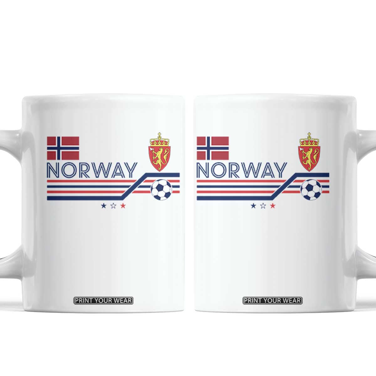 Classic Norway Football Emblem Graphic Coffee Mug Retro Norwegian Flag Coat of Arms Norge Soccer Fans TS02 White Print Your Wear