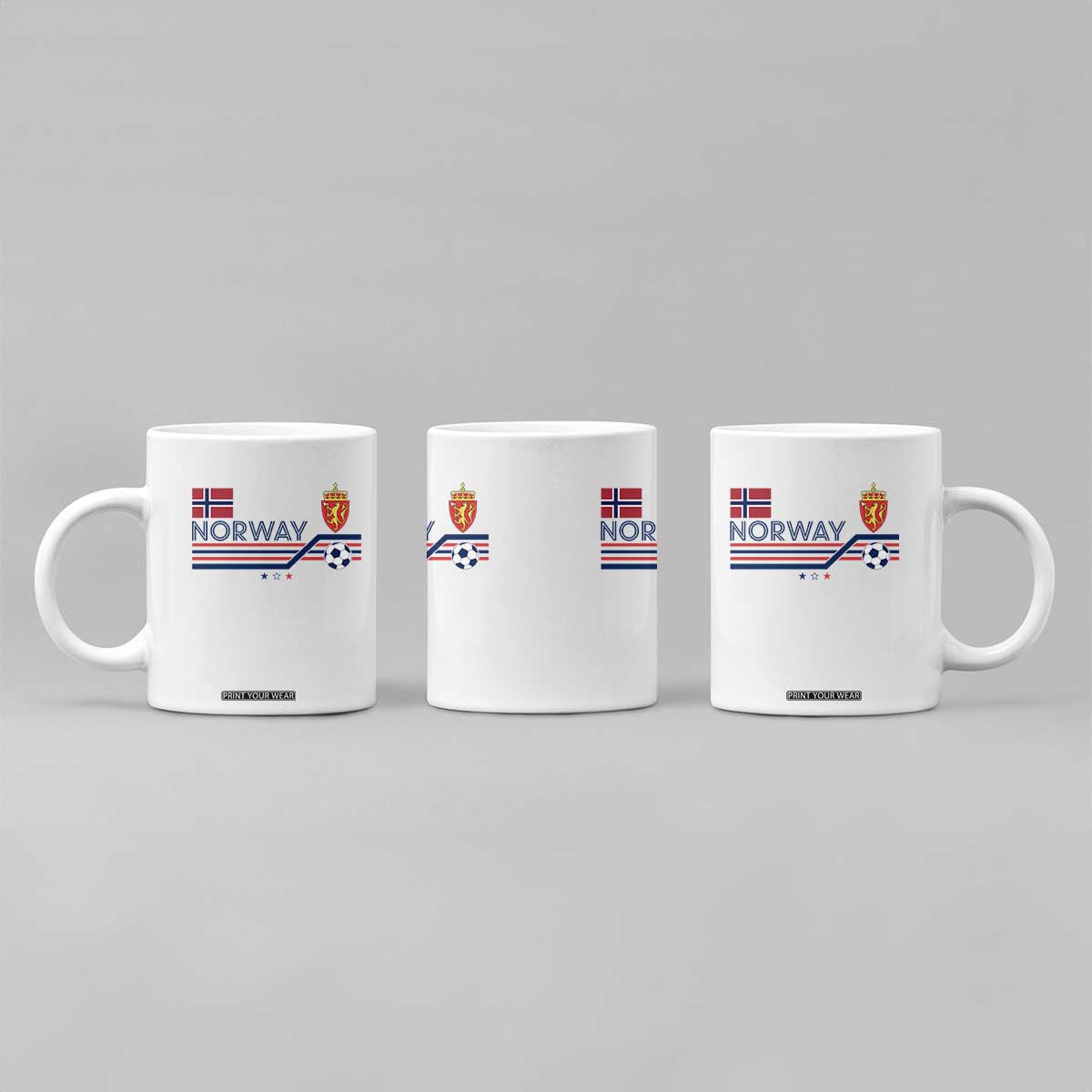 Classic Norway Football Emblem Graphic Coffee Mug Retro Norwegian Flag Coat of Arms Norge Soccer Fans TS02 Print Your Wear