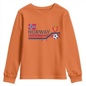 Classic Norway Football Emblem Graphic Youth Sweatshirt Retro Norwegian Flag Coat of Arms Norge Soccer Fans TS02 Orange Print Your Wear