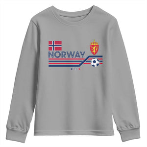 Classic Norway Football Emblem Graphic Youth Sweatshirt Retro Norwegian Flag Coat of Arms Norge Soccer Fans TS02 Sport Gray Print Your Wear