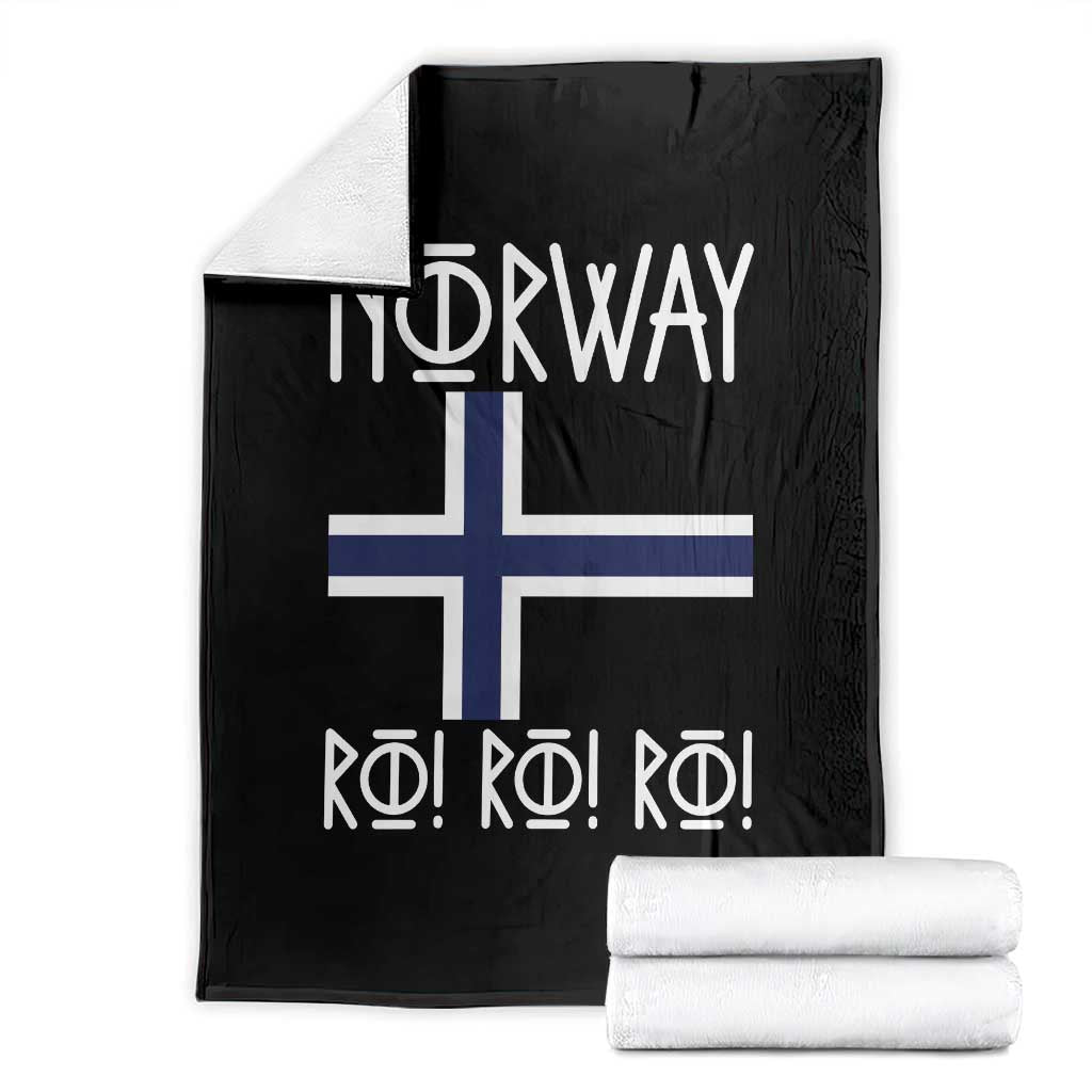 Norway Flag Ro Ro Ro Norse Rune Typography Graphic Throw Blanket Norge Football Fans Norwegian Pride TS02 Black Print Your Wear