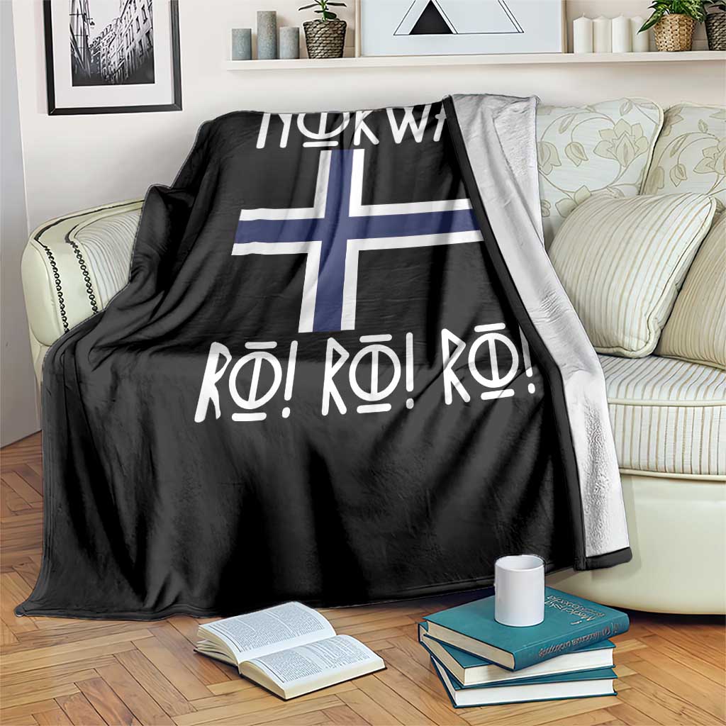 Norway Flag Ro Ro Ro Norse Rune Typography Graphic Throw Blanket Norge Football Fans Norwegian Pride TS02 Print Your Wear