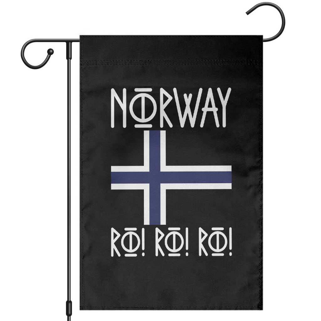 Norway Flag Ro Ro Ro Norse Rune Typography Graphic Garden Flag Norge Football Fans Norwegian Pride TS02 Black Print Your Wear