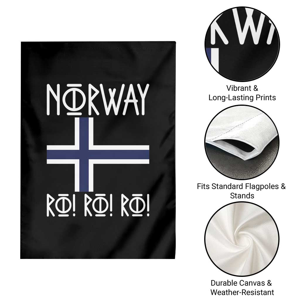 Norway Flag Ro Ro Ro Norse Rune Typography Graphic Garden Flag Norge Football Fans Norwegian Pride TS02 Print Your Wear