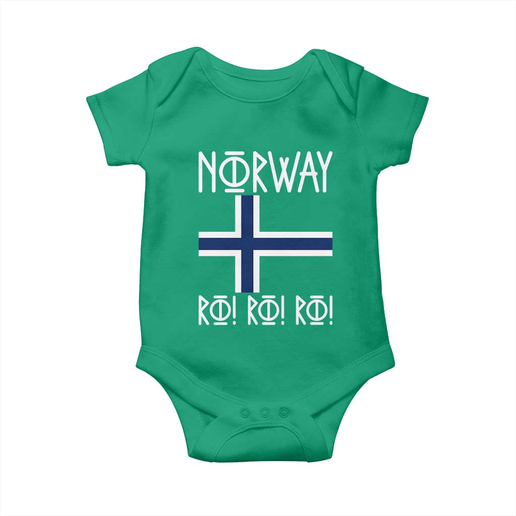 Norway Flag Ro Ro Ro Norse Rune Typography Graphic Baby Onesie Norge Football Fans Norwegian Pride TS02 Irish Green Print Your Wear