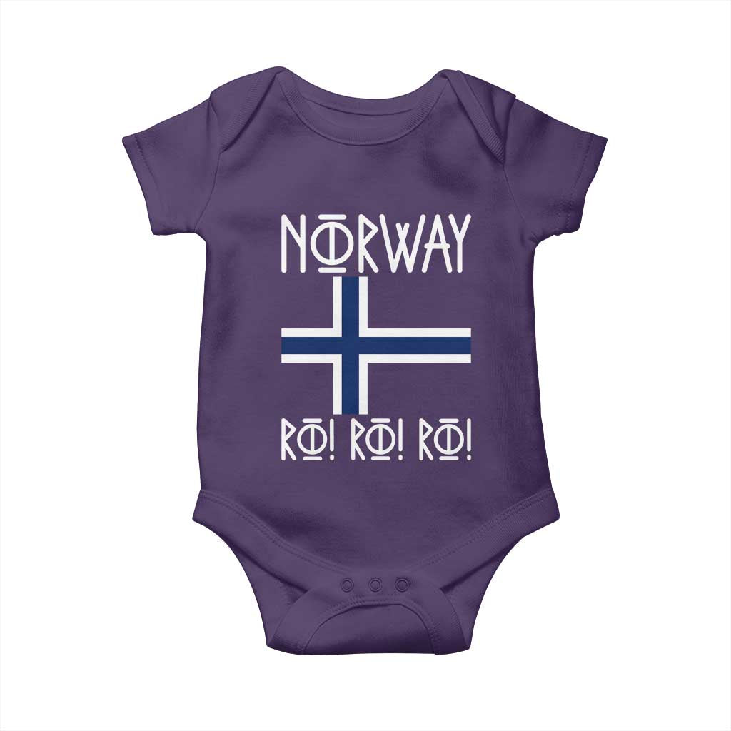 Norway Flag Ro Ro Ro Norse Rune Typography Graphic Baby Onesie Norge Football Fans Norwegian Pride TS02 Purple Print Your Wear