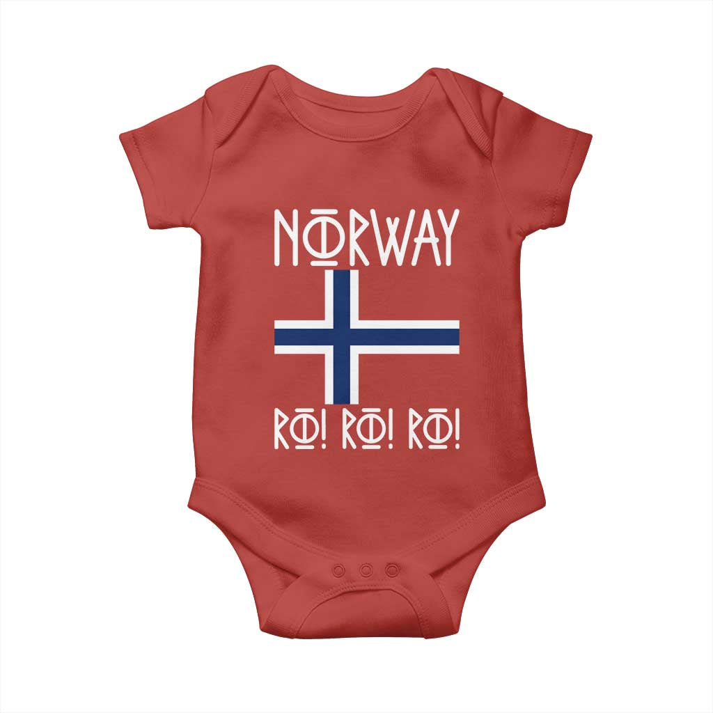 Norway Flag Ro Ro Ro Norse Rune Typography Graphic Baby Onesie Norge Football Fans Norwegian Pride TS02 Red Print Your Wear