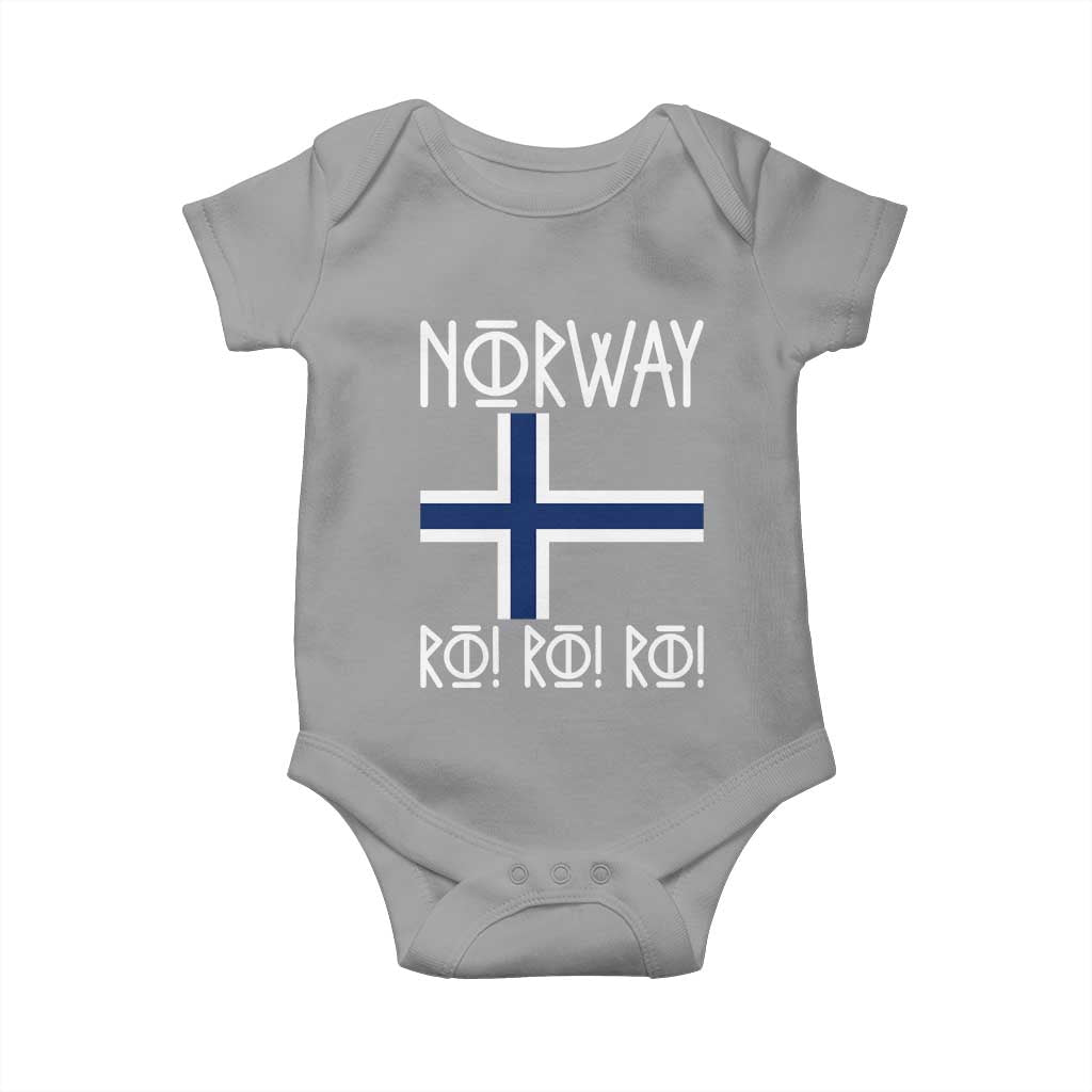 Norway Flag Ro Ro Ro Norse Rune Typography Graphic Baby Onesie Norge Football Fans Norwegian Pride TS02 Sport Gray Print Your Wear