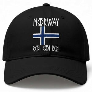 Norway Flag Ro Ro Ro Norse Rune Typography Graphic Baseball Cap Norge Football Fans Norwegian Pride TS02 Print Your Wear