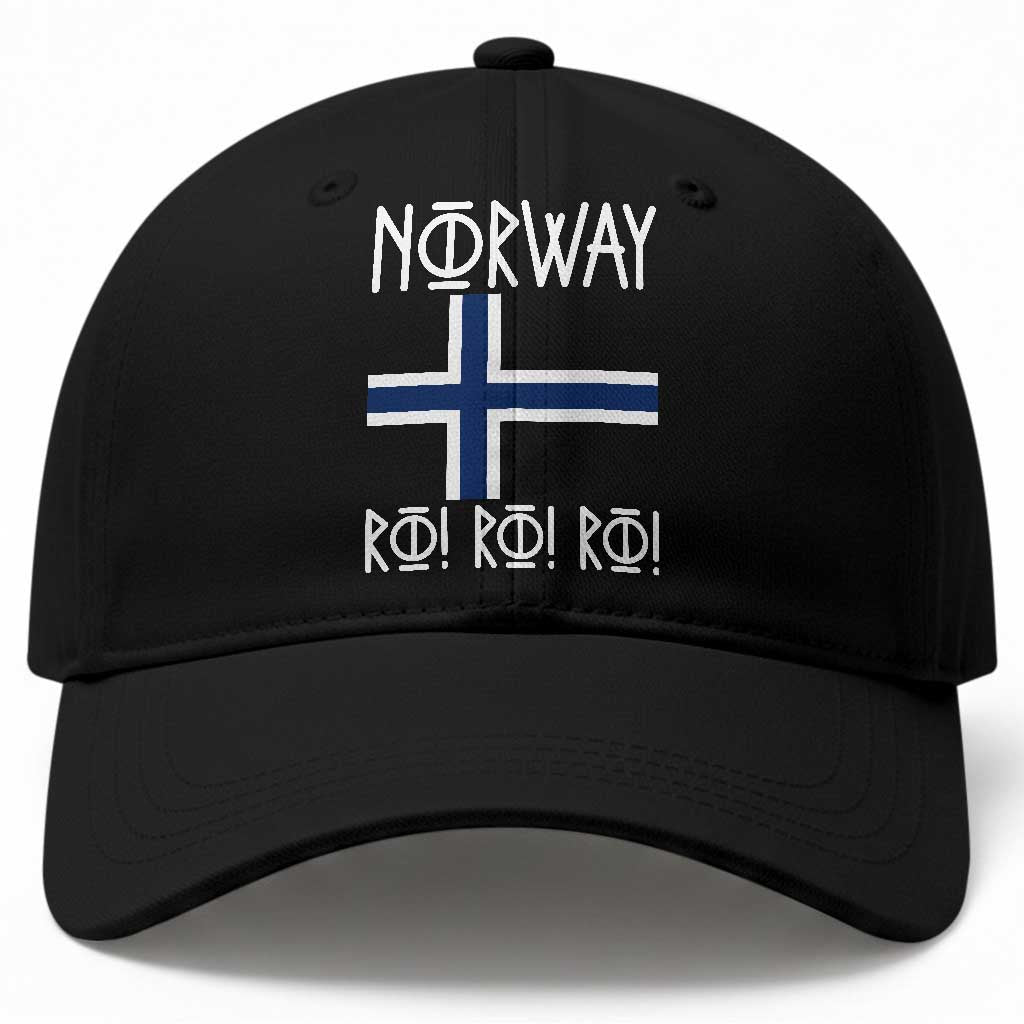Norway Flag Ro Ro Ro Norse Rune Typography Graphic Baseball Cap Norge Football Fans Norwegian Pride TS02 Print Your Wear