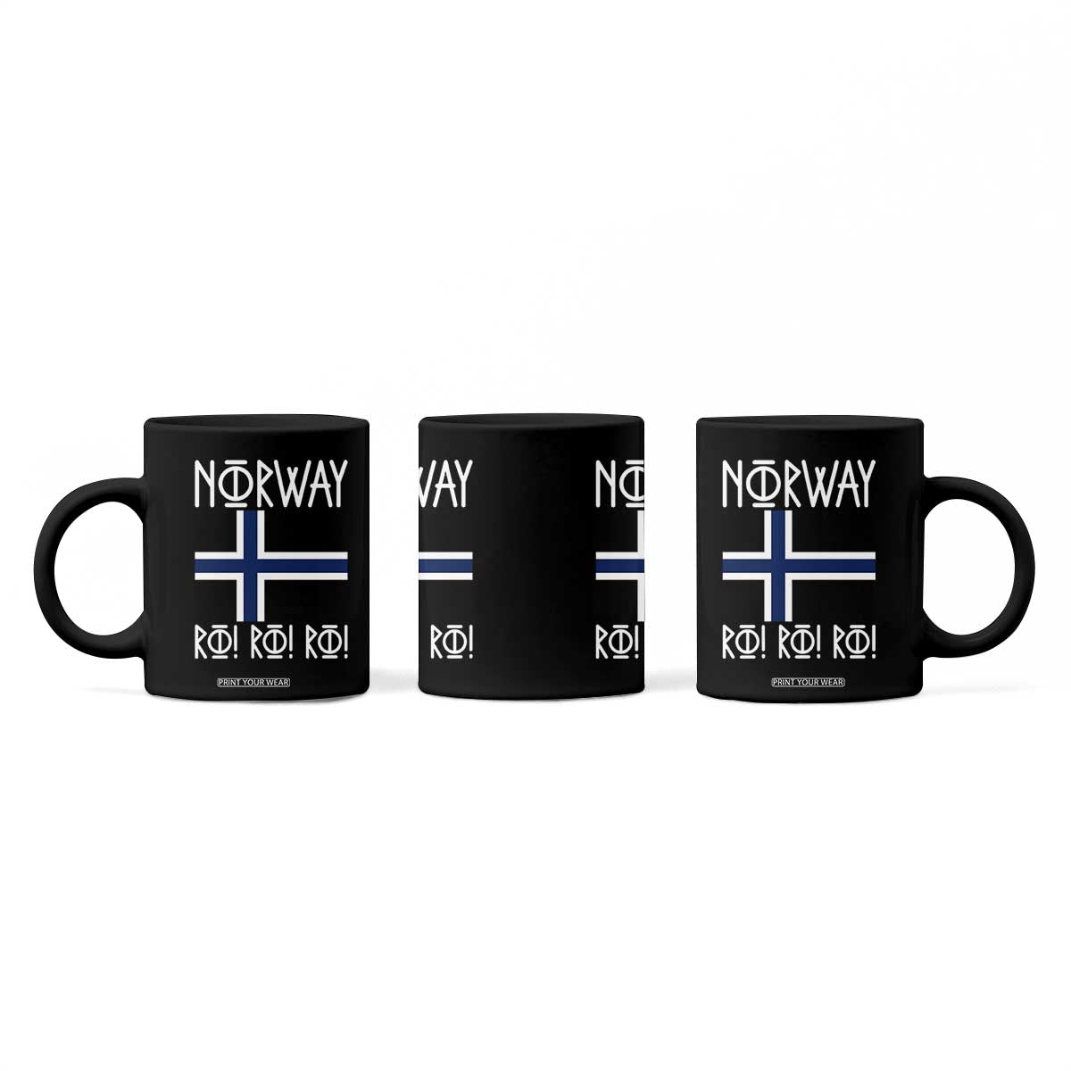 Norway Flag Ro Ro Ro Norse Rune Typography Graphic Coffee Mug Norge Football Fans Norwegian Pride TS02 Print Your Wear