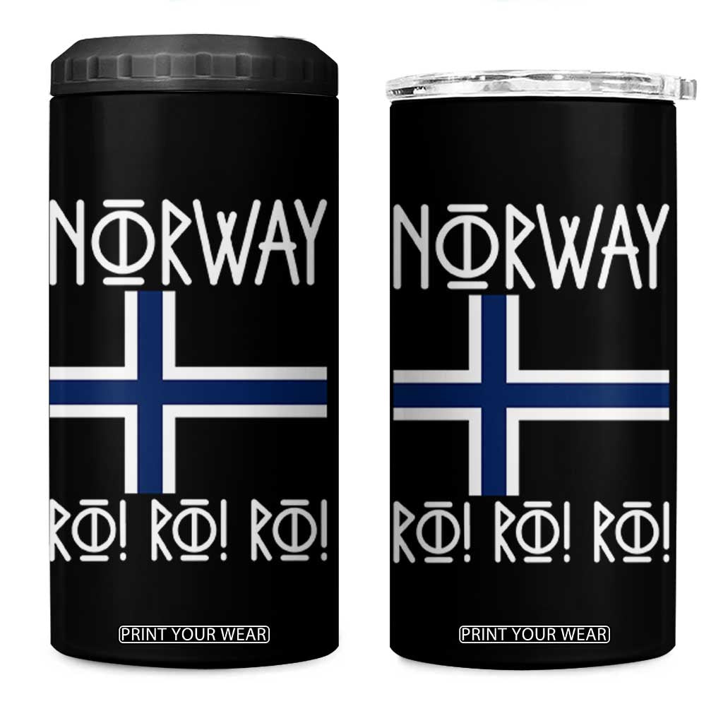 Norway Flag Ro Ro Ro Norse Rune Typography Graphic 4 in 1 Can Cooler Tumbler Norge Football Fans Norwegian Pride TS02 One Size: 16 oz Black Print Your Wear