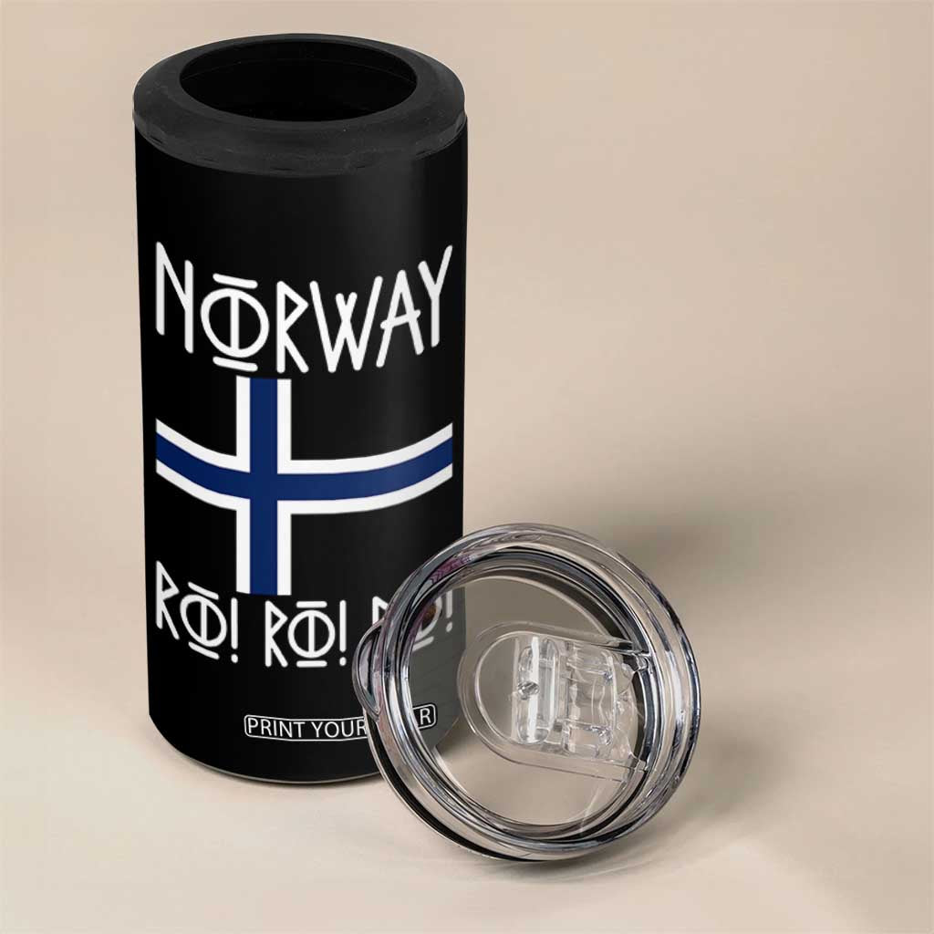 Norway Flag Ro Ro Ro Norse Rune Typography Graphic 4 in 1 Can Cooler Tumbler Norge Football Fans Norwegian Pride TS02 Print Your Wear