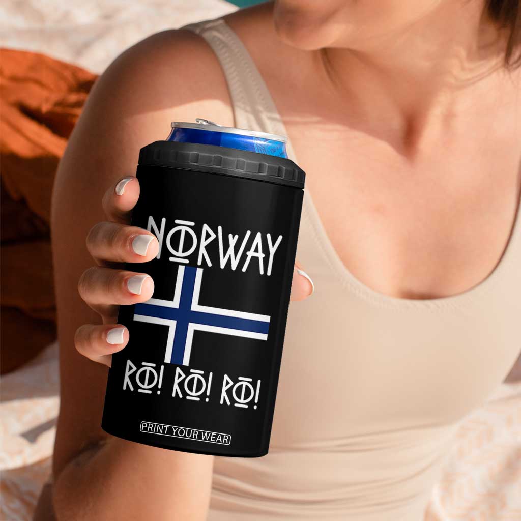 Norway Flag Ro Ro Ro Norse Rune Typography Graphic 4 in 1 Can Cooler Tumbler Norge Football Fans Norwegian Pride TS02 Print Your Wear