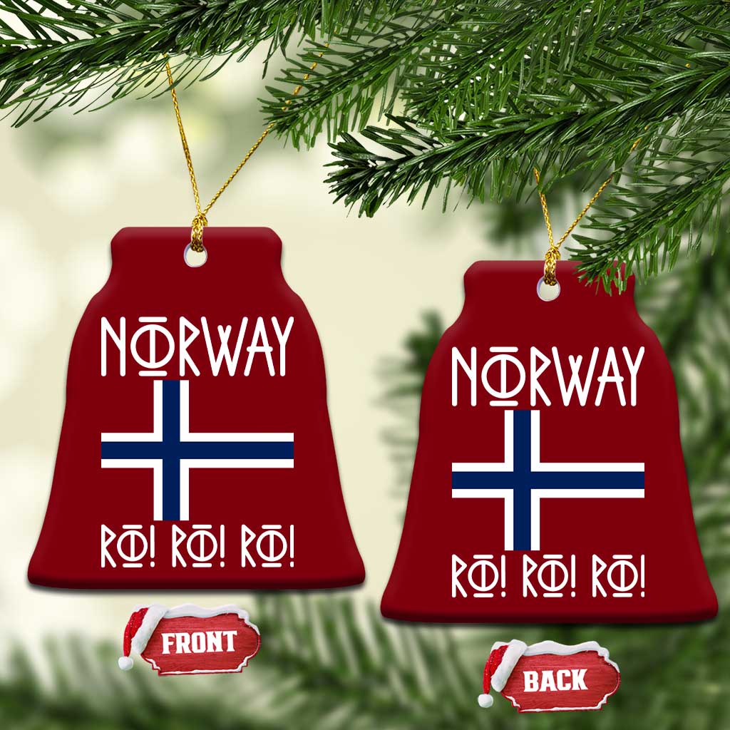 Norway Flag Ro Ro Ro Norse Rune Typography Graphic Ceramic Ornament Norge Football Fans Norwegian Pride TS02 Print Your Wear