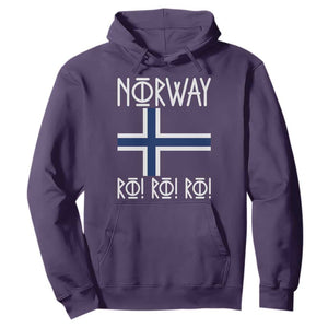 Norway Flag Ro Ro Ro Norse Rune Typography Graphic Hoodie Norge Football Fans Norwegian Pride TS02 Purple Print Your Wear