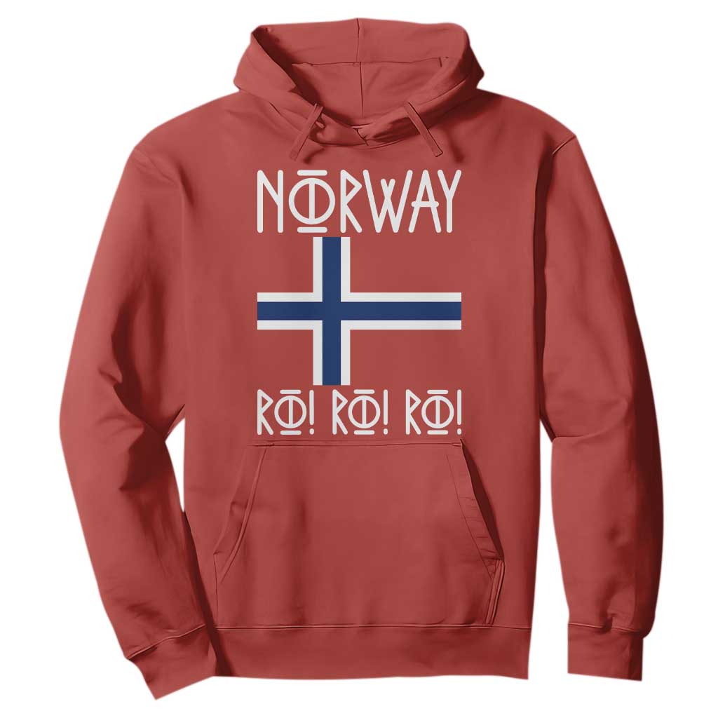 Norway Flag Ro Ro Ro Norse Rune Typography Graphic Hoodie Norge Football Fans Norwegian Pride TS02 Red Print Your Wear