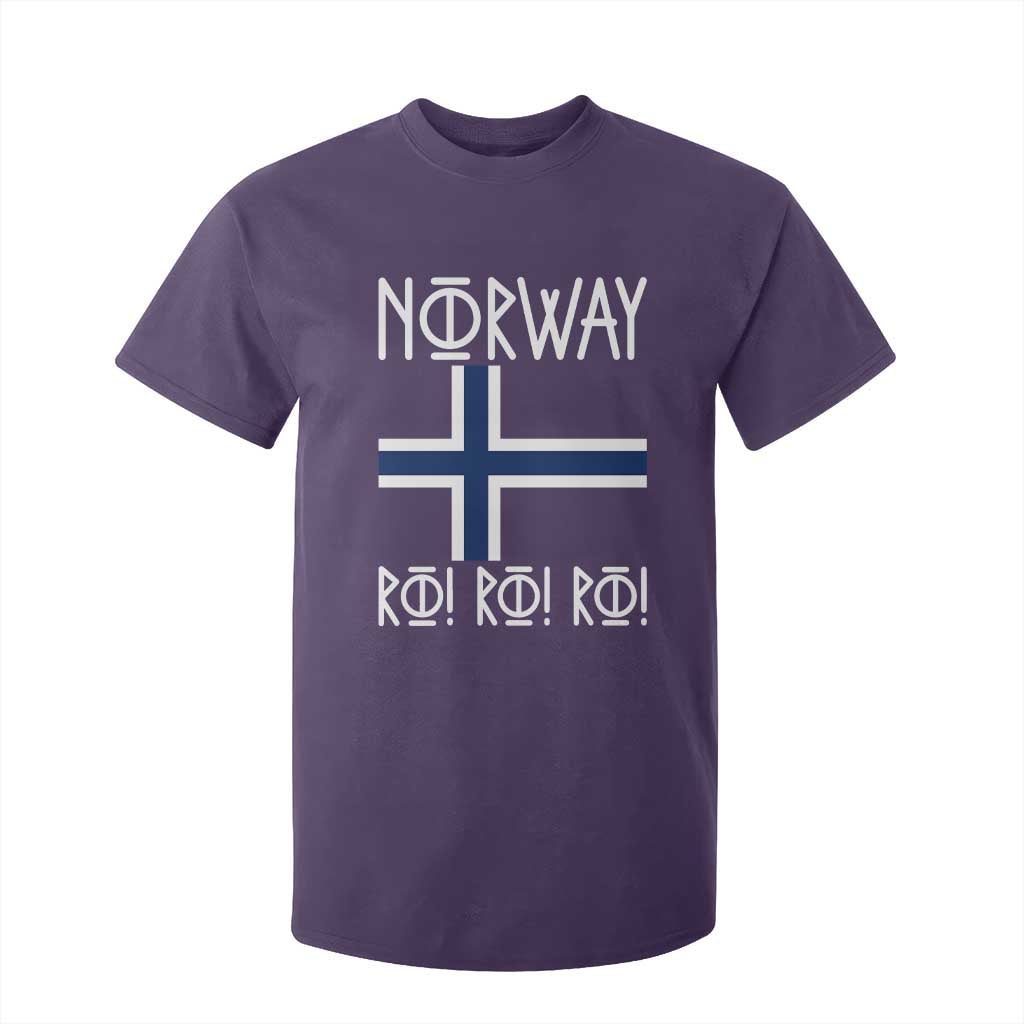 Norway Flag Ro Ro Ro Norse Rune Typography Graphic T Shirt For Kid Norge Football Fans Norwegian Pride TS02 Purple Print Your Wear