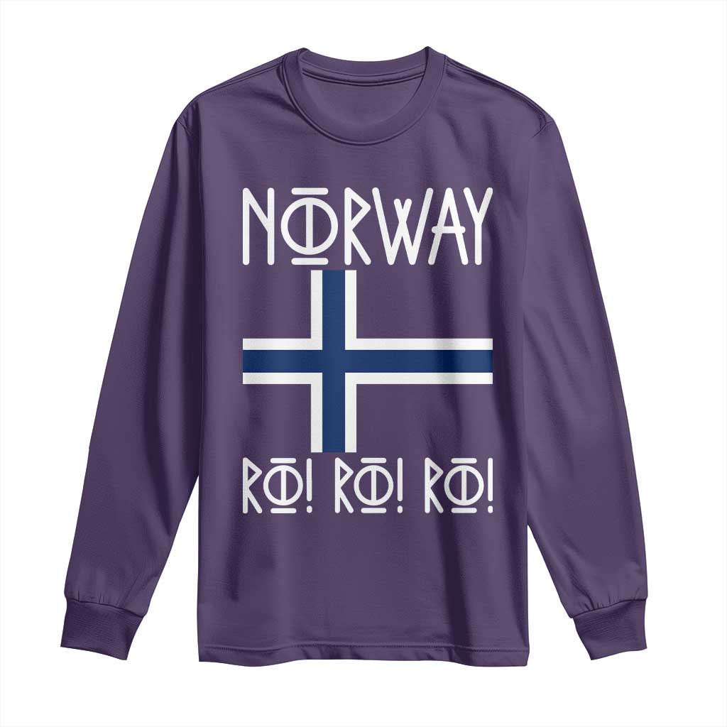 Norway Flag Ro Ro Ro Norse Rune Typography Graphic Long Sleeve Shirt Norge Football Fans Norwegian Pride TS02 Purple Print Your Wear