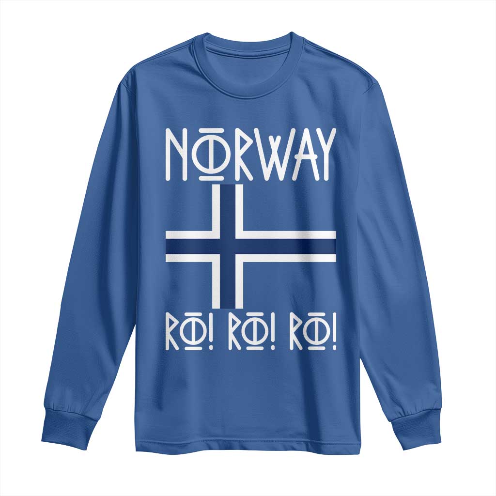 Norway Flag Ro Ro Ro Norse Rune Typography Graphic Long Sleeve Shirt Norge Football Fans Norwegian Pride TS02 Royal Blue Print Your Wear