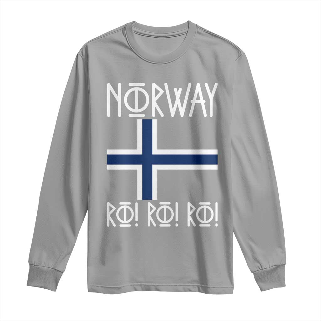 Norway Flag Ro Ro Ro Norse Rune Typography Graphic Long Sleeve Shirt Norge Football Fans Norwegian Pride TS02 Sport Gray Print Your Wear