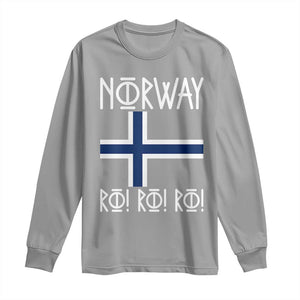 Norway Flag Ro Ro Ro Norse Rune Typography Graphic Long Sleeve Shirt Norge Football Fans Norwegian Pride TS02 Sport Gray Print Your Wear