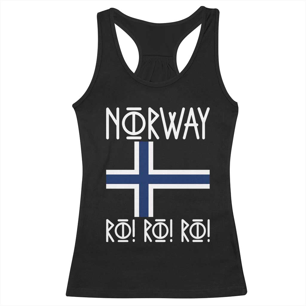 Norway Flag Ro Ro Ro Norse Rune Typography Graphic Racerback Tank Top Norge Football Fans Norwegian Pride TS02 Black Print Your Wear