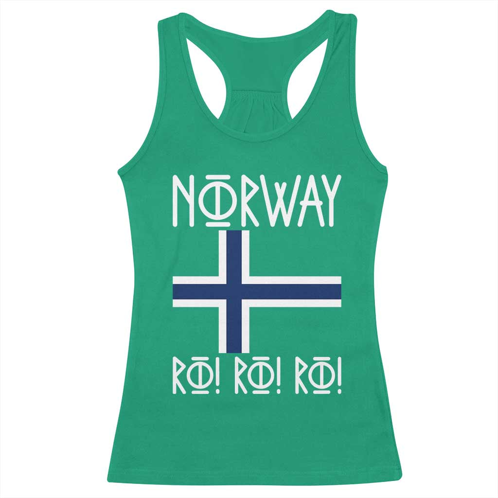 Norway Flag Ro Ro Ro Norse Rune Typography Graphic Racerback Tank Top Norge Football Fans Norwegian Pride TS02 Irish Green Print Your Wear