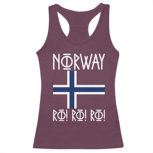 Norway Flag Ro Ro Ro Norse Rune Typography Graphic Racerback Tank Top Norge Football Fans Norwegian Pride TS02 Maroon Print Your Wear