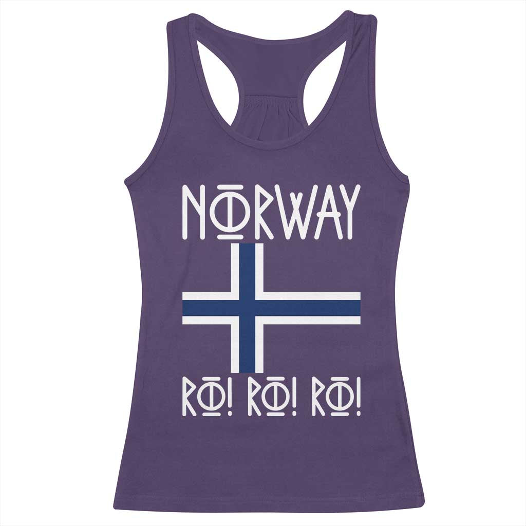 Norway Flag Ro Ro Ro Norse Rune Typography Graphic Racerback Tank Top Norge Football Fans Norwegian Pride TS02 Purple Print Your Wear