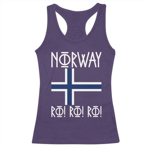 Norway Flag Ro Ro Ro Norse Rune Typography Graphic Racerback Tank Top Norge Football Fans Norwegian Pride TS02 Purple Print Your Wear
