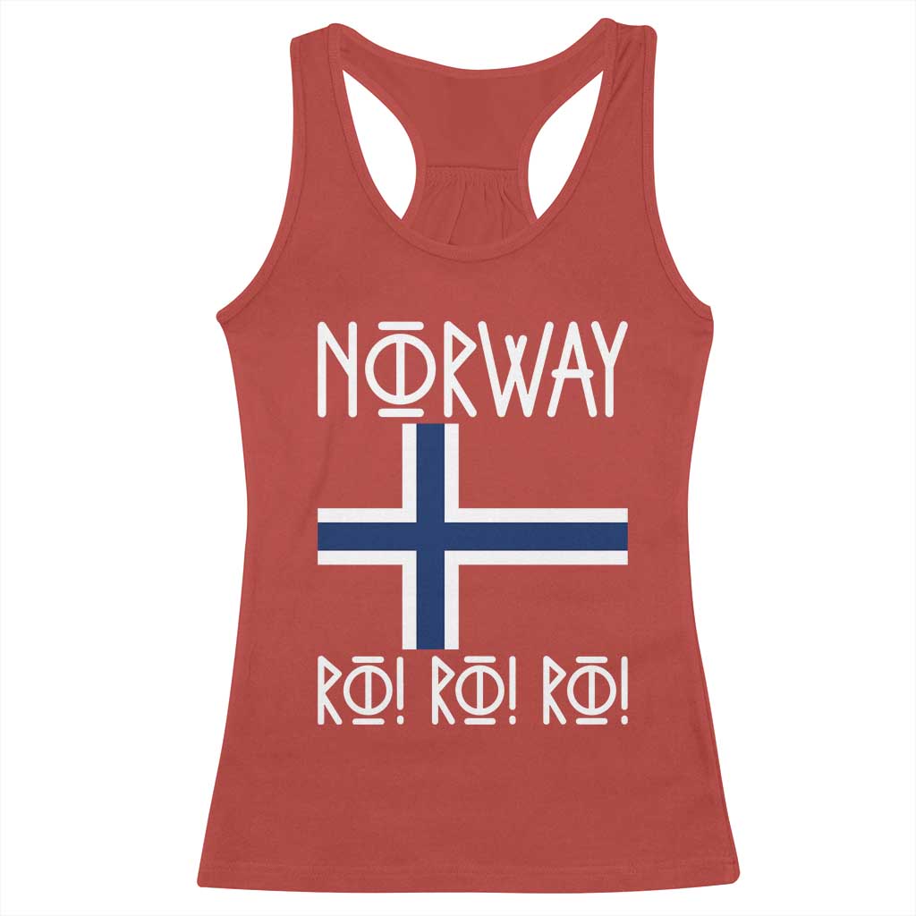 Norway Flag Ro Ro Ro Norse Rune Typography Graphic Racerback Tank Top Norge Football Fans Norwegian Pride TS02 Red Print Your Wear