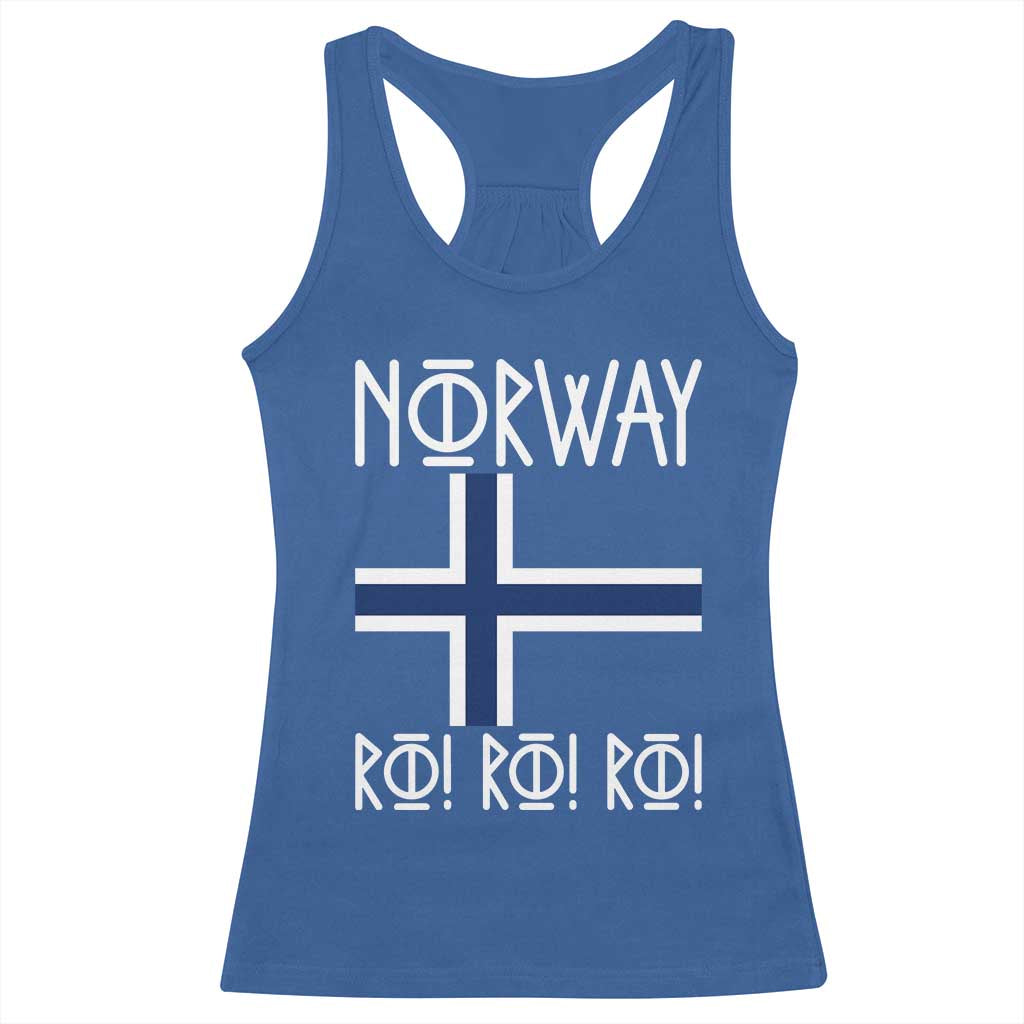 Norway Flag Ro Ro Ro Norse Rune Typography Graphic Racerback Tank Top Norge Football Fans Norwegian Pride TS02 Royal Blue Print Your Wear