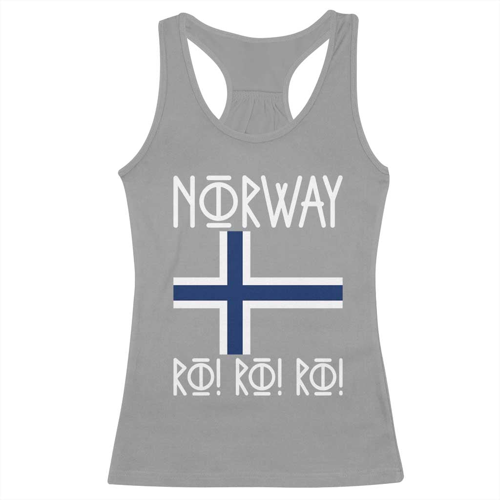 Norway Flag Ro Ro Ro Norse Rune Typography Graphic Racerback Tank Top Norge Football Fans Norwegian Pride TS02 Sport Gray Print Your Wear