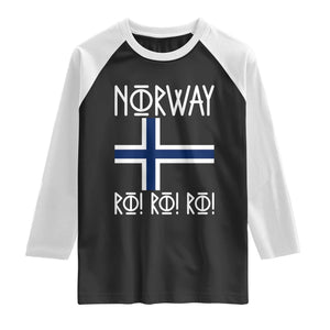 Norway Flag Ro Ro Ro Norse Rune Typography Graphic Raglan Shirt Norge Football Fans Norwegian Pride TS02 Black White Print Your Wear