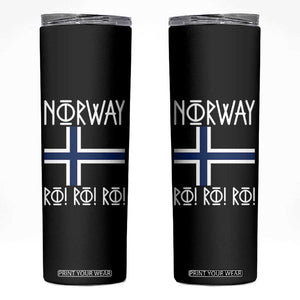 Norway Flag Ro Ro Ro Norse Rune Typography Graphic Skinny Tumbler Norge Football Fans Norwegian Pride TS02 Black Print Your Wear